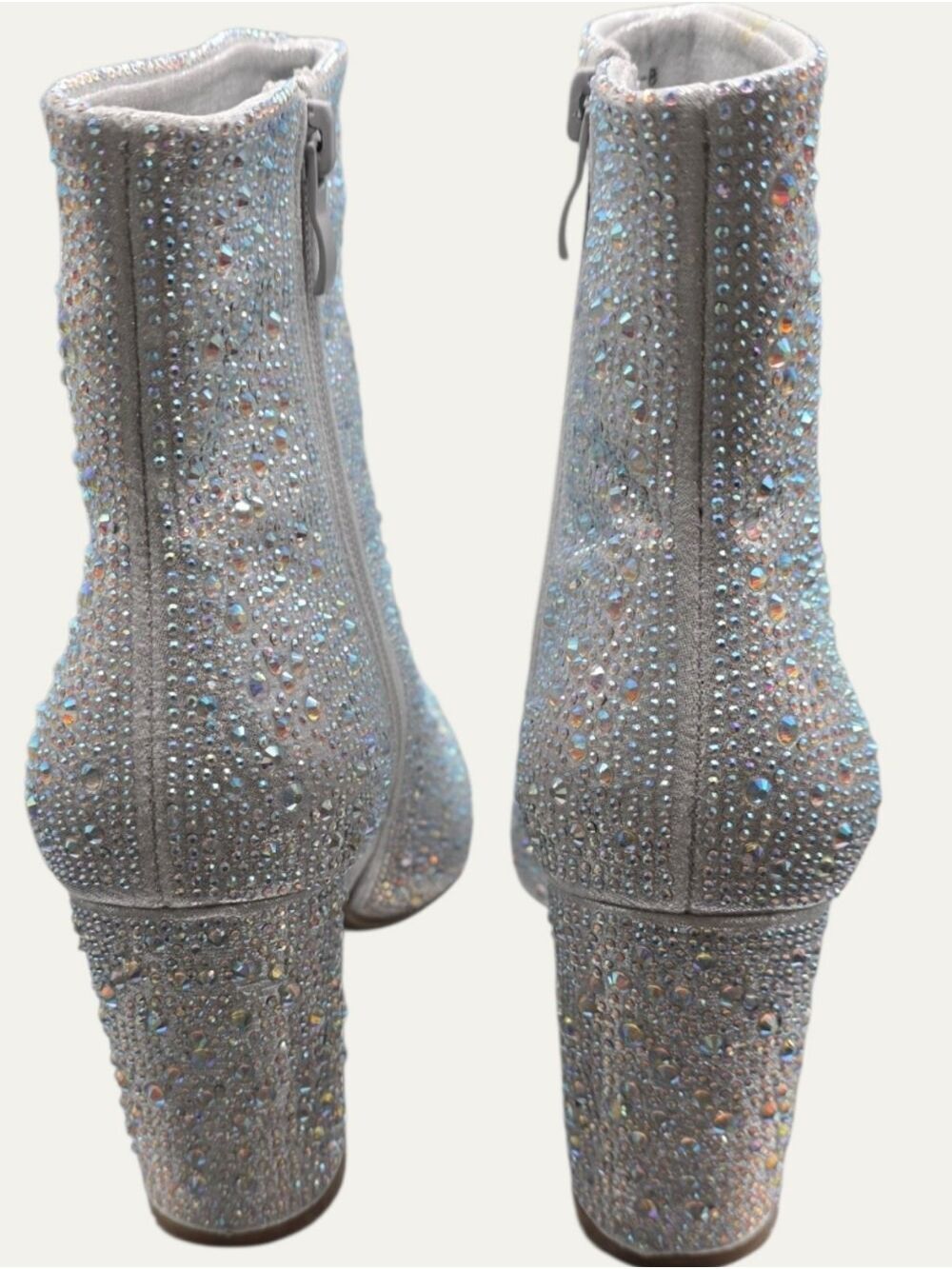 Top Moda Silver Rhinestone Ankle Boots Size 7.5 NIB Bridal Glam Western Glam - Picture 3 of 10